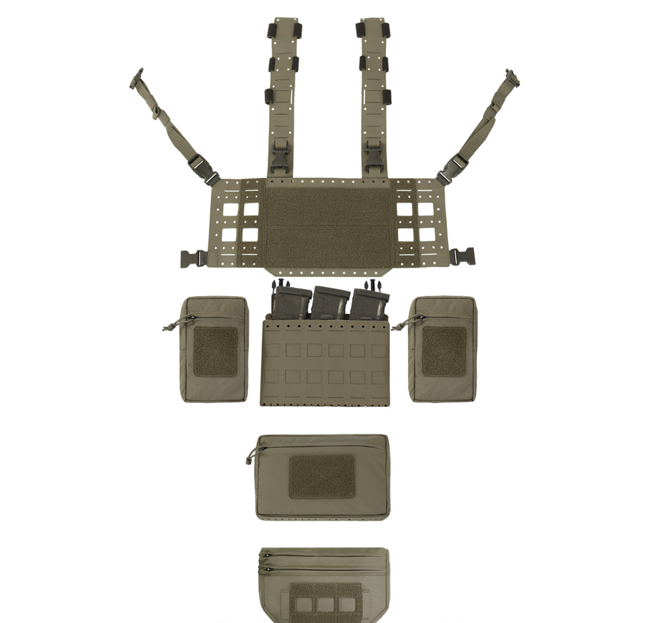 WARRIOR ASSAULT: Laser Cut Modular Chest Rig (MCR) MK1 TYPE 2 Chest Rig Delta (W-LC-MCR-H-MK1-TYPE-2) Bundle