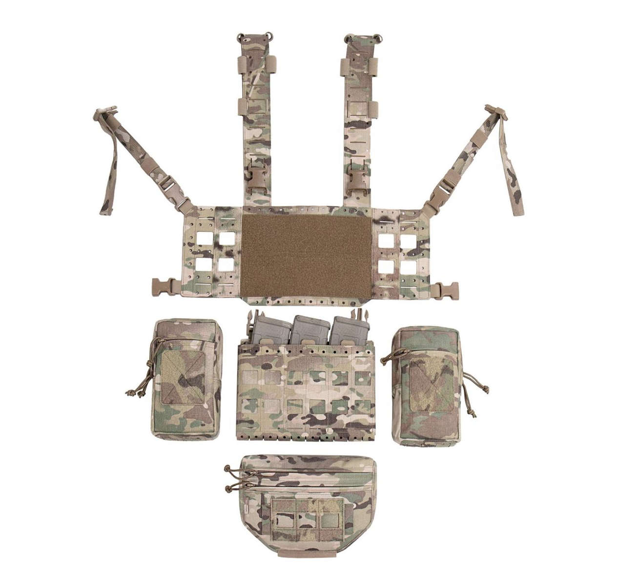 WARRIOR ASSAULT: Laser Cut Modular Chest Rig (MCR) MK1 TYPE 1 Chest Rig Delta (W-LC-MCR-H-MK1-TYPE-1) Bundle