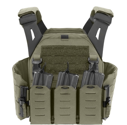 WARRIOR ASSAULT: Laser Cut Low Profile Plate Carrier (LPC) V1 with Solid Sides and 5.56 Triple Bungee Mag Pouch
