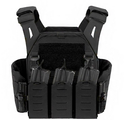 WARRIOR ASSAULT: Laser Cut Low Profile Plate Carrier (LPC) V1 with Solid Sides and 5.56 Triple Bungee Mag Pouch