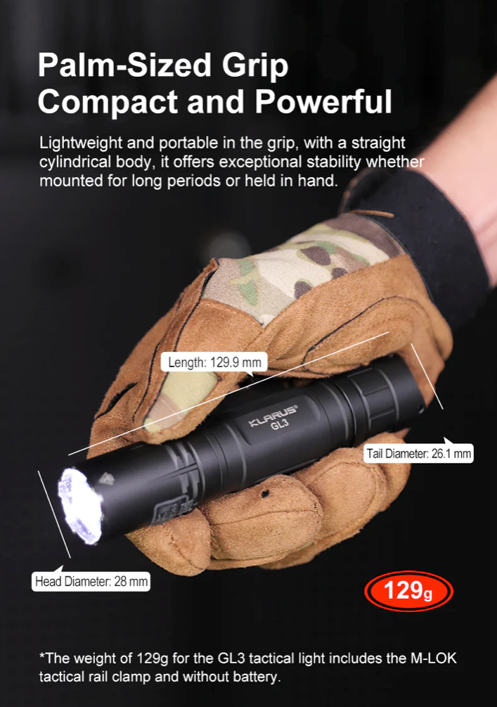 KLARUS: GL3 Quick-Detach Tactical Extreme Output Tactical Flashlight, 2100 Lumens