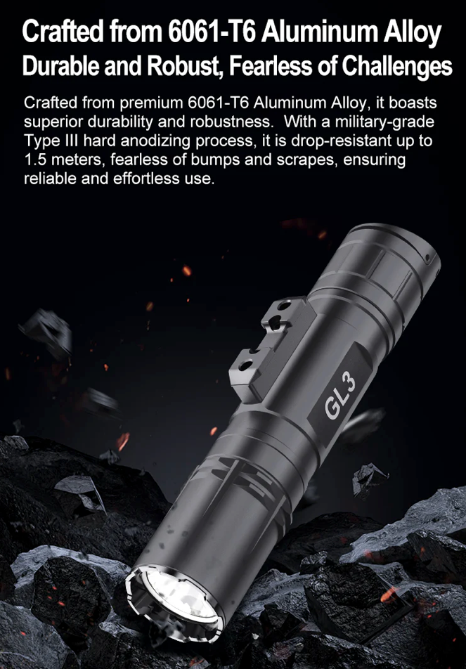 KLARUS: GL3 Quick-Detach Tactical Extreme Output Tactical Flashlight, 2100 Lumens