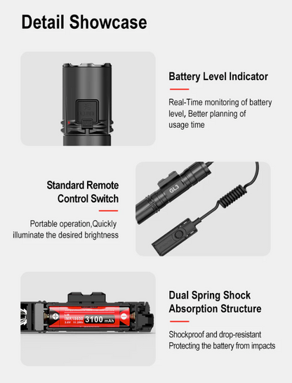 KLARUS: GL3 Quick-Detach Tactical Extreme Output Tactical Flashlight, 2100 Lumens