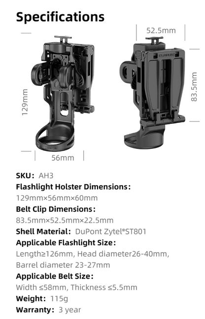 KLARUS: AH3 Secure Rapid Deploy Flashlight Holster