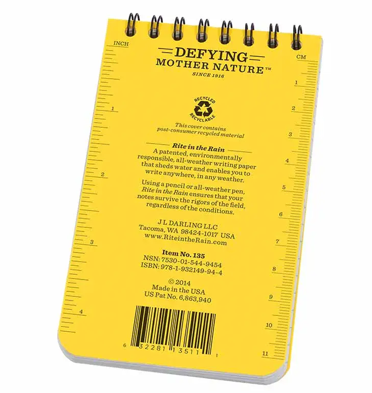 RITE IN THE RAIN: Top Spiral Notebook, 3x5