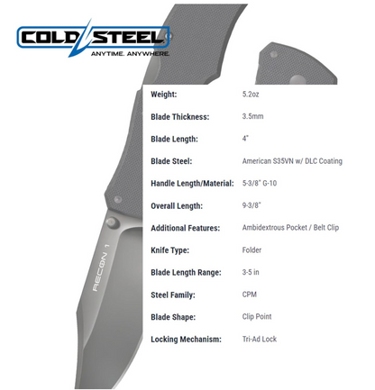COLD STEEL: Recon 1 Clip Point Plain Edge (S35VN)