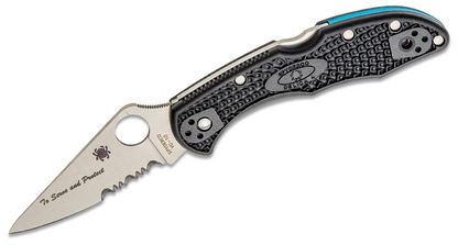 SPYDERCO: Delica 4 Lightweight Thin Blue Line, Combination Edge, C11FBKBL