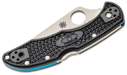 SPYDERCO: Delica 4 Lightweight Thin Blue Line, Combination Edge, C11FBKBL