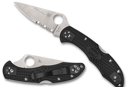 SPYDERCO: Delica 4 Lightweight Thin Blue Line, Combination Edge, C11FBKBL