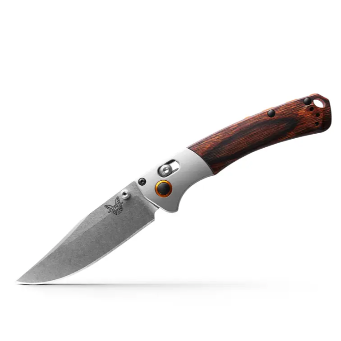 BENCHMADE: Mini Crooked River, Grey Aluminum & Wood
