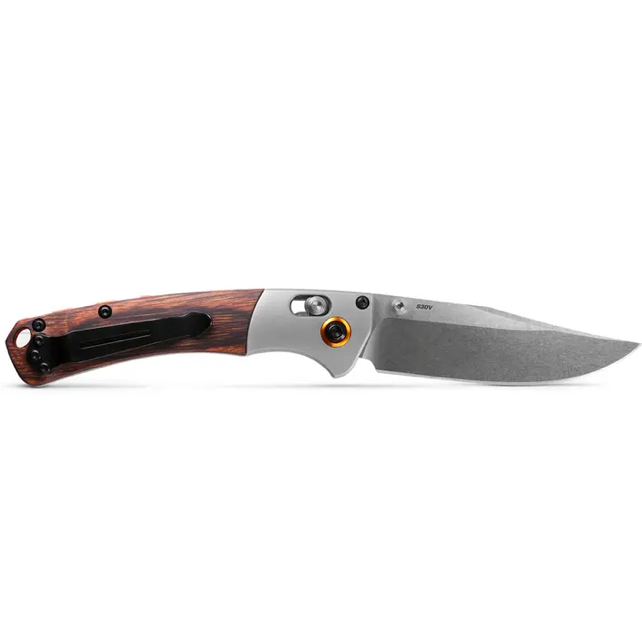 BENCHMADE: Mini Crooked River, Grey Aluminum & Wood