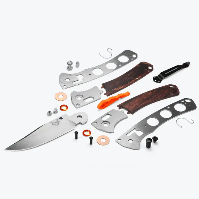 BENCHMADE: Mini Crooked River, Grey Aluminum & Wood