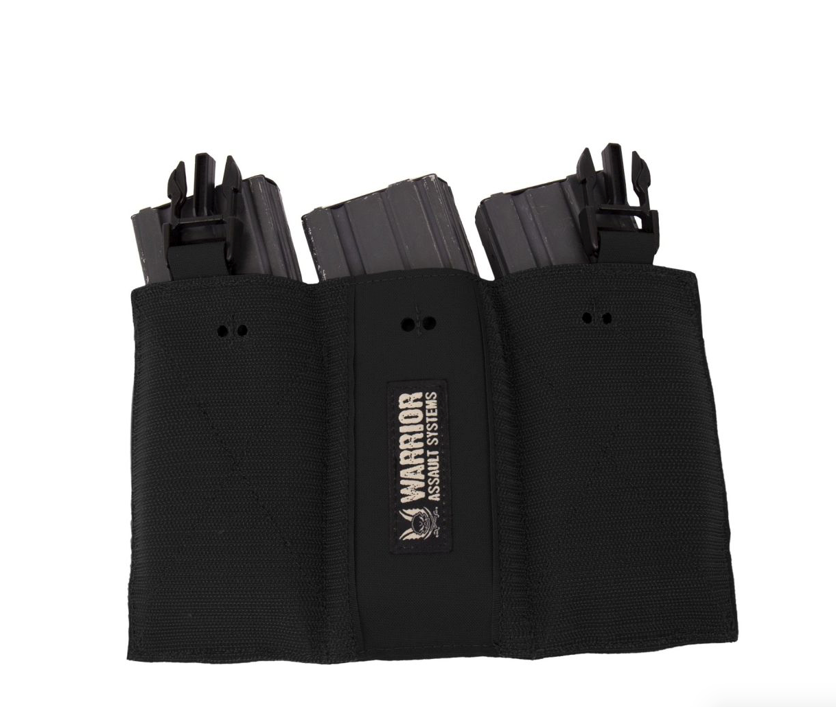 WARRIOR ASSAULT: Laser Cut Detachable Front Panel, Triple Bungee, Low Profile Elastic 5.56 Mag Pouch