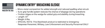 BLACKHAWK: Dynamic Entry Breaching Sledge DE-BS