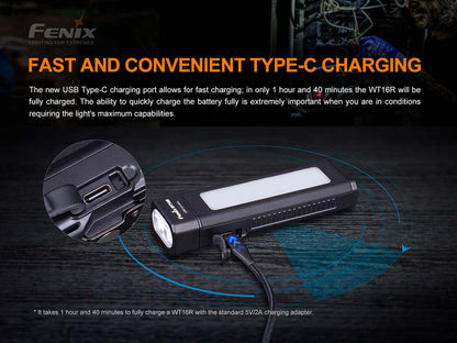FENIX: WT16R Rechargable Magnetic Flashlight 300 Lumens