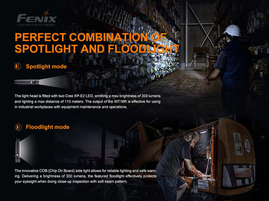 FENIX: WT16R Rechargable Magnetic Flashlight 300 Lumens
