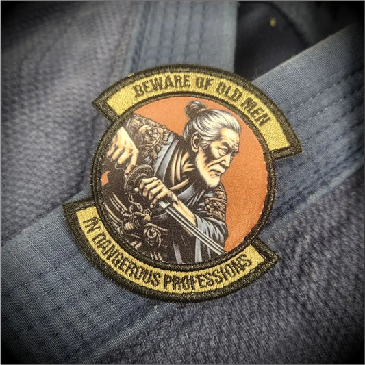 TACTICAL GEAR JUNKIE: Beware of Old Men in Dangerous Professions Samurai – 3" Embroidered Patch