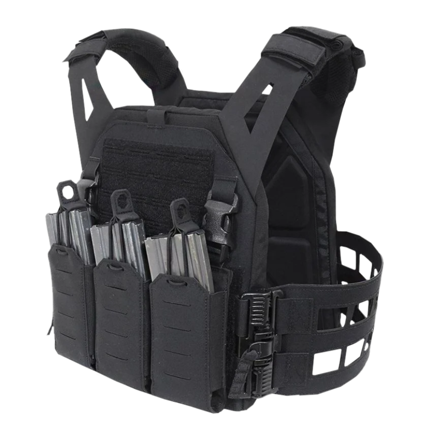WARRIOR ASSAULT: Laser Cut (LPC) V2 Low Profile Plate Carrier with Ladder Sides and 5.56 Triple Bungee Magazine Pouch