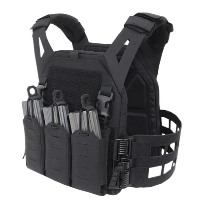 WARRIOR ASSAULT: Laser Cut (LPC) V2 Low Profile Plate Carrier with Ladder Sides and 5.56 Triple Bungee Magazine Pouch