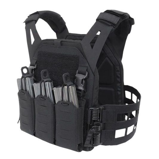 WARRIOR ASSAULT: Laser Cut (LPC) V2 Low Profile Plate Carrier with Ladder Sides and 5.56 Triple Bungee Magazine Pouch