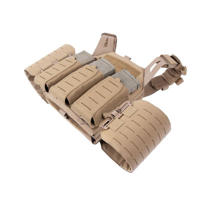 WARRIOR ASSAULT: Laser Cut Low Profile Plate Carrier (LPC) V1 with Solid Sides and 5.56 Triple Bungee Mag Pouch