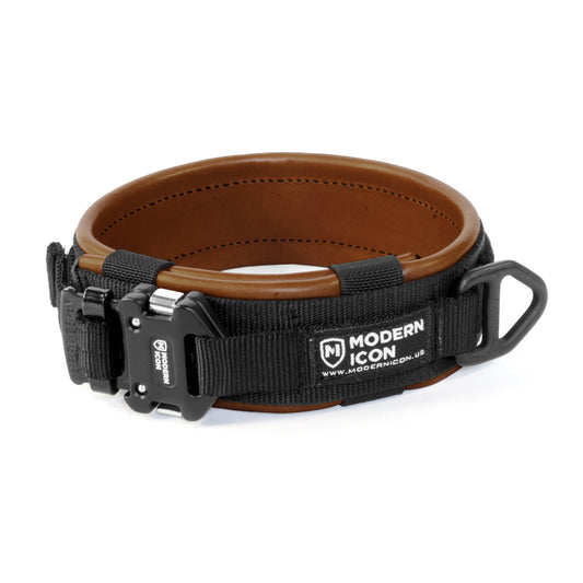 MODERN ICON: Leather Wrapped 2" Rigid K9 Collar