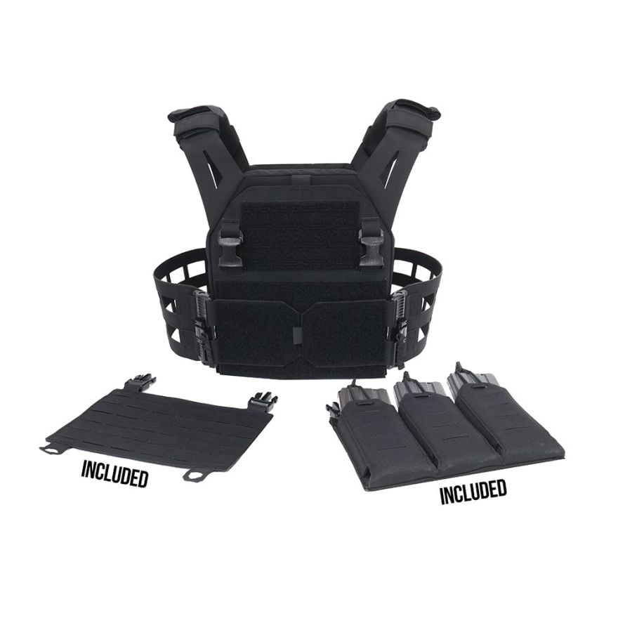 WARRIOR ASSAULT: Laser Cut (LPC) V2 Low Profile Plate Carrier with Ladder Sides and 5.56 Triple Bungee Magazine Pouch