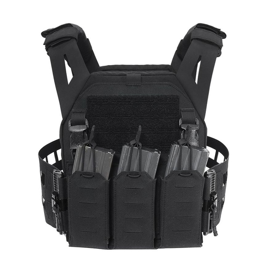 WARRIOR ASSAULT: Laser Cut (LPC) V2 Low Profile Plate Carrier with Ladder Sides and 5.56 Triple Bungee Magazine Pouch