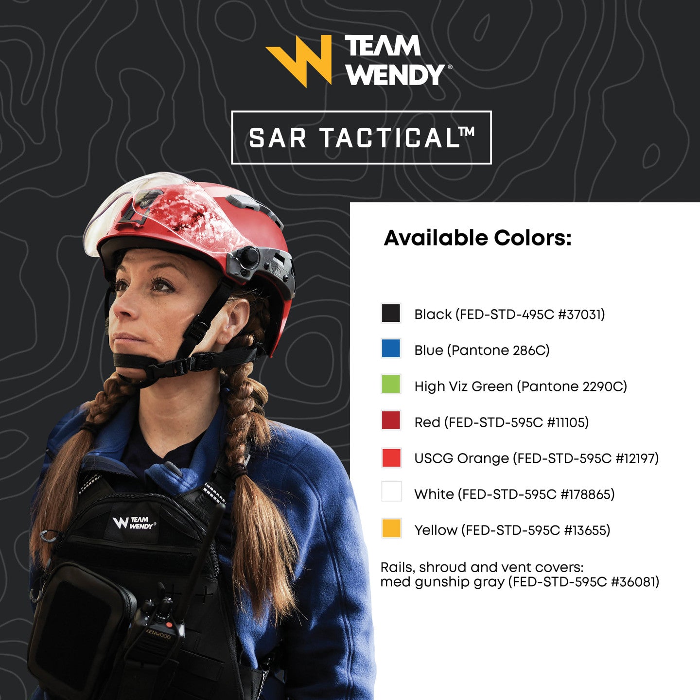 TEAM WENDY: SAR, Tactical Helmet W/Goggle Posts