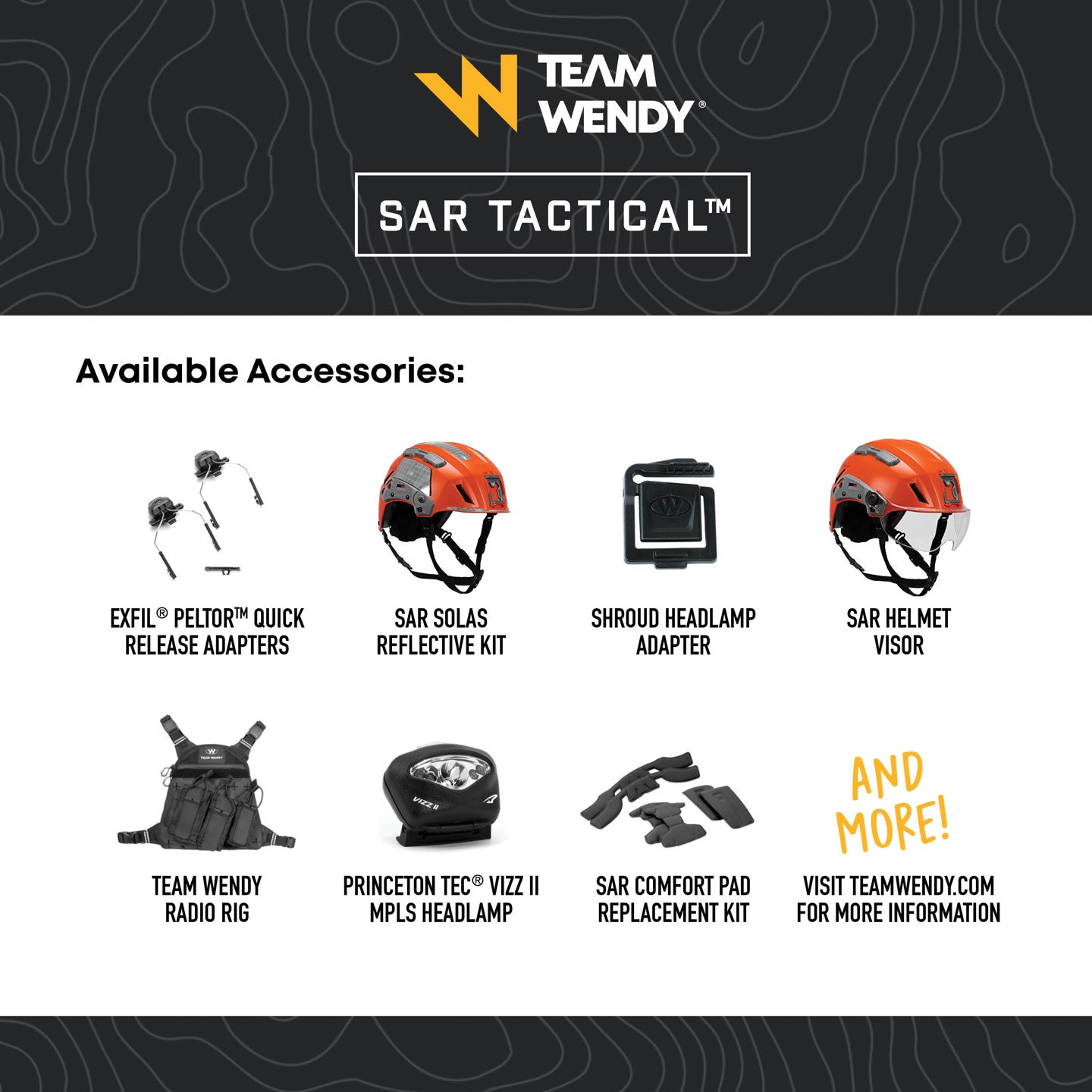 TEAM WENDY: SAR, Tactical Helmet W/Goggle Posts