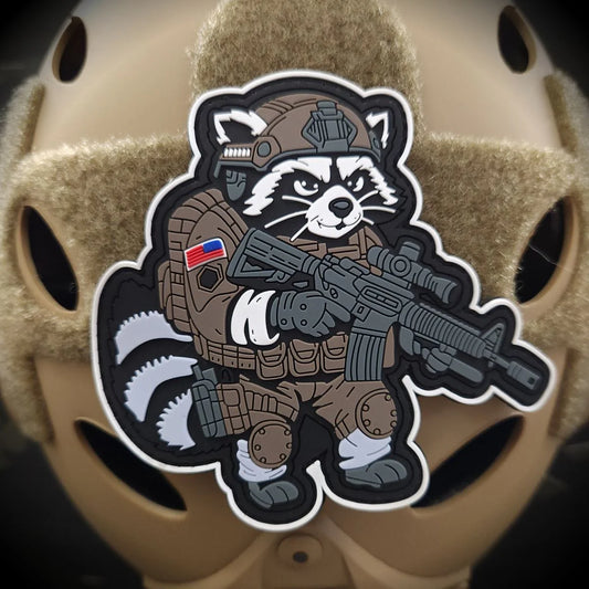 TACTICAL GEAR JUNKIE: Trash Panda- Tactical Raccoon 4" PVC Patch