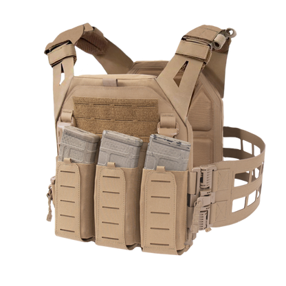 WARRIOR ASSAULT: Laser Cut (LPC) V2 Low Profile Plate Carrier with Ladder Sides and 5.56 Triple Bungee Magazine Pouch